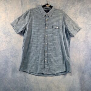 1901 Mens XL Trim Fit Short Sleeve Button Down Shirt Blue Fairview Wash Dot Prin